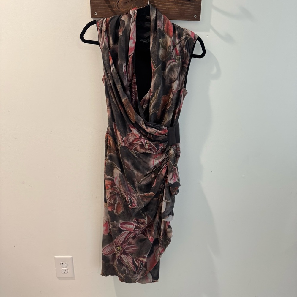 All Saints 100% Silk Floral Wrap Tropic Dress Size US 6‎